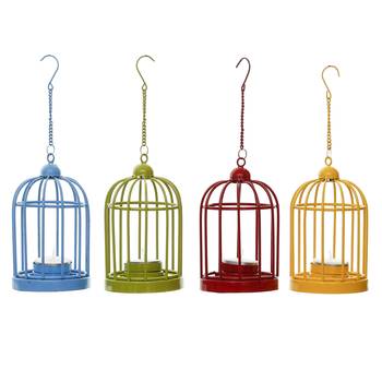 Set of 4 Colors Cage Tea Light Holder with Hanging Chain 6