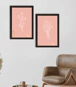 Pastel Pink Topical Fern Set of  Original Design Satin Matt Texture UV Art Painting