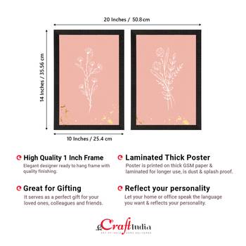 Pastel Pink Topical Fern Set of  Original Design Satin Matt Texture UV Art Painting 4