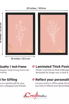 Pastel Pink Topical Fern Set of  Original Design Satin Matt Texture UV Art Painting