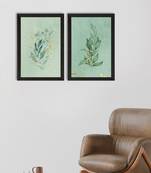 Pastel Green Natural Leaf Set of  Original Design Satin Matt Texture UV Art Painting