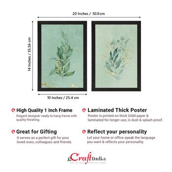 Pastel Green Natural Leaf Set of  Original Design Satin Matt Texture UV Art Painting 4