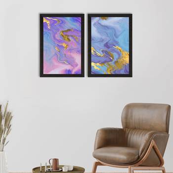 Marble Texture Blue Pink Set of  Original Design Satin Matt Texture UV Art Painting 1