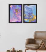 Marble Texture Blue Pink Set of  Original Design Satin Matt Texture UV Art Painting