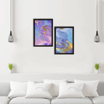 Marble Texture Blue Pink Set of  Original Design Satin Matt Texture UV Art Painting 2