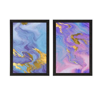 Marble Texture Blue Pink Set of  Original Design Satin Matt Texture UV Art Painting 3