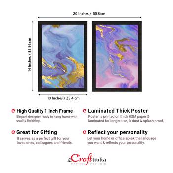 Marble Texture Blue Pink Set of  Original Design Satin Matt Texture UV Art Painting 4