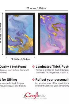 Marble Texture Blue Pink Set of  Original Design Satin Matt Texture UV Art Painting