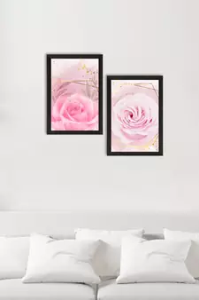 Pink Rose Pastel Set of  Satin Matt Texture UV Art Painting