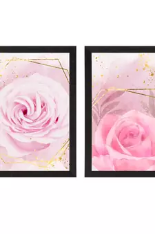 Pink Rose Pastel Set of  Satin Matt Texture UV Art Painting