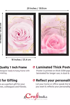 Pink Rose Pastel Set of  Satin Matt Texture UV Art Painting