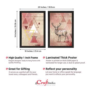 Pink Pastel Abstract Deer Set of  Original Design Satin Matt Texture UV Art Painting 4