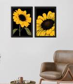 Sunflower with Black background Set of  Original Design Satin Matt Texture UV Art Painting
