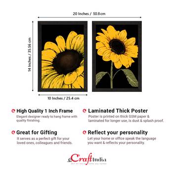 Sunflower with Black background Set of  Original Design Satin Matt Texture UV Art Painting 4