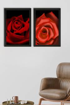 Red Roses Set of  Satin Matt Texture UV Art Painting