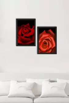 Red Roses Set of  Satin Matt Texture UV Art Painting