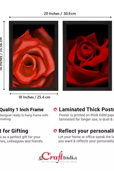 Red Roses Set of  Satin Matt Texture UV Art Painting