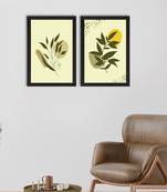 Green Pastel Natural Leaves Set of  Satin Matt Texture UV Art Painting