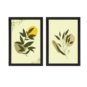 Green Pastel Natural Leaves Set of  Satin Matt Texture UV Art Painting 3
