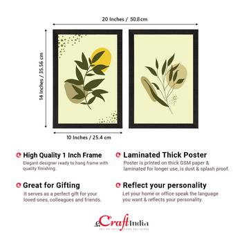 Green Pastel Natural Leaves Set of  Satin Matt Texture UV Art Painting 4