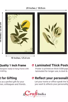 Green Pastel Natural Leaves Set of  Satin Matt Texture UV Art Painting