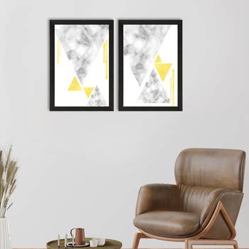 Marble Textured Triangle Minimilistic Set of  Satin Matt Texture UV Art Painting 1