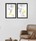 Marble Textured Triangle Minimilistic Set of  Satin Matt Texture UV Art Painting