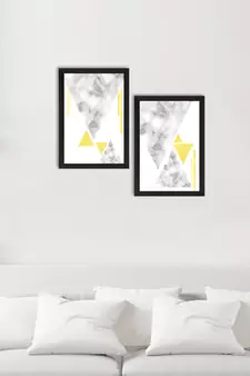 Marble Textured Triangle Minimilistic Set of  Satin Matt Texture UV Art Painting