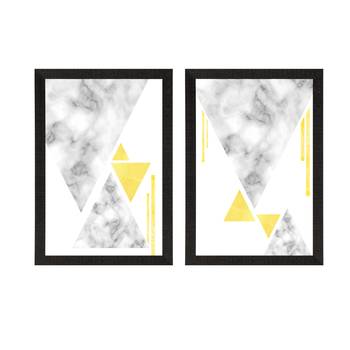 Marble Textured Triangle Minimilistic Set of  Satin Matt Texture UV Art Painting 3