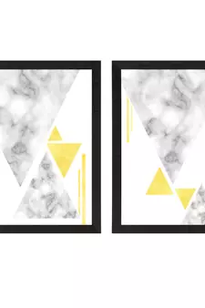 Marble Textured Triangle Minimilistic Set of  Satin Matt Texture UV Art Painting