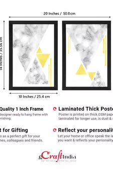 Marble Textured Triangle Minimilistic Set of  Satin Matt Texture UV Art Painting