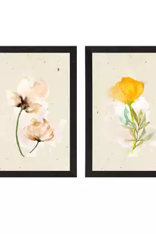 Pastel Watercolour Flower Set of  Satin Matt Texture UV Art Painting