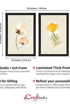 Pastel Watercolour Flower Set of  Satin Matt Texture UV Art Painting