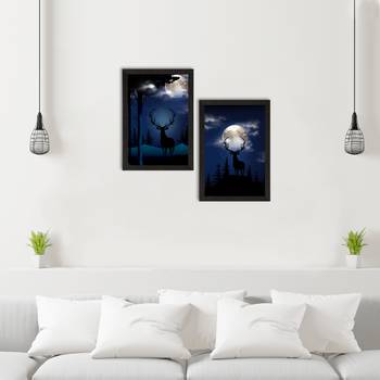 Starry Night with Deer Set of  Original Design Satin Original Design Matt Texture UV Art Painting 2