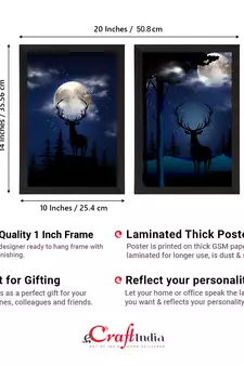 Starry Night with Deer Set of  Original Design Satin Original Design Matt Texture UV Art Painting