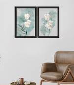 white Flower on Blue Watercolour Texture Set of  Original Design Satin Matt Texture UV Art Painting