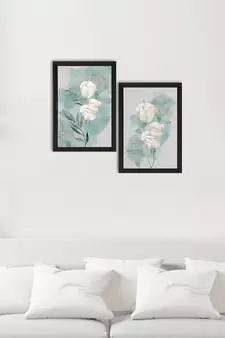 white Flower on Blue Watercolour Texture Set of  Original Design Satin Matt Texture UV Art Painting