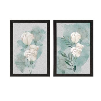 white Flower on Blue Watercolour Texture Set of  Original Design Satin Matt Texture UV Art Painting 3