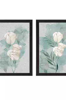 white Flower on Blue Watercolour Texture Set of  Original Design Satin Matt Texture UV Art Painting