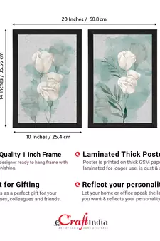 white Flower on Blue Watercolour Texture Set of  Original Design Satin Matt Texture UV Art Painting