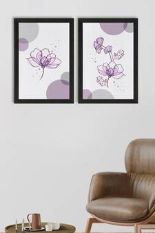 Purple Flower Set of  Satin Matt Texture UV Art Painting