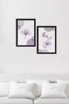 Purple Flower Set of  Satin Matt Texture UV Art Painting
