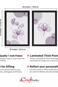 Purple Flower Set of  Satin Matt Texture UV Art Painting