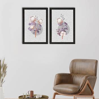 Cotton Flower Set of  Satin Matt Texture UV Art Painting 1