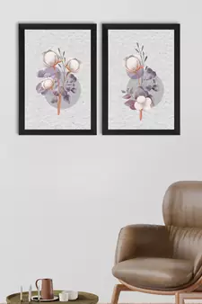 Cotton Flower Set of  Satin Matt Texture UV Art Painting