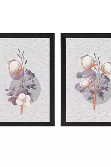 Cotton Flower Set of  Satin Matt Texture UV Art Painting