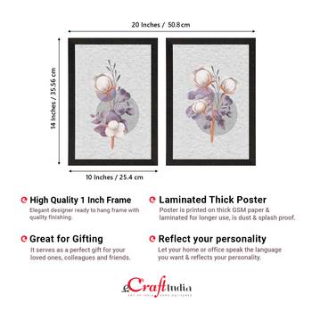 Cotton Flower Set of  Satin Matt Texture UV Art Painting 4