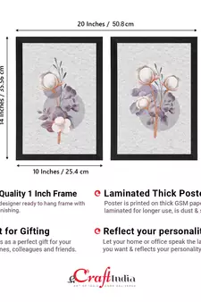 Cotton Flower Set of  Satin Matt Texture UV Art Painting