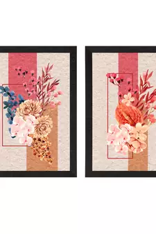Bunch of Flower Abstract Background Set of  Satin Matt Texture UV Art Painting