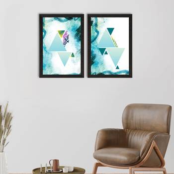 Watercolour Background with Triangle Set of  Satin Matt Texture UV Art Painting 1